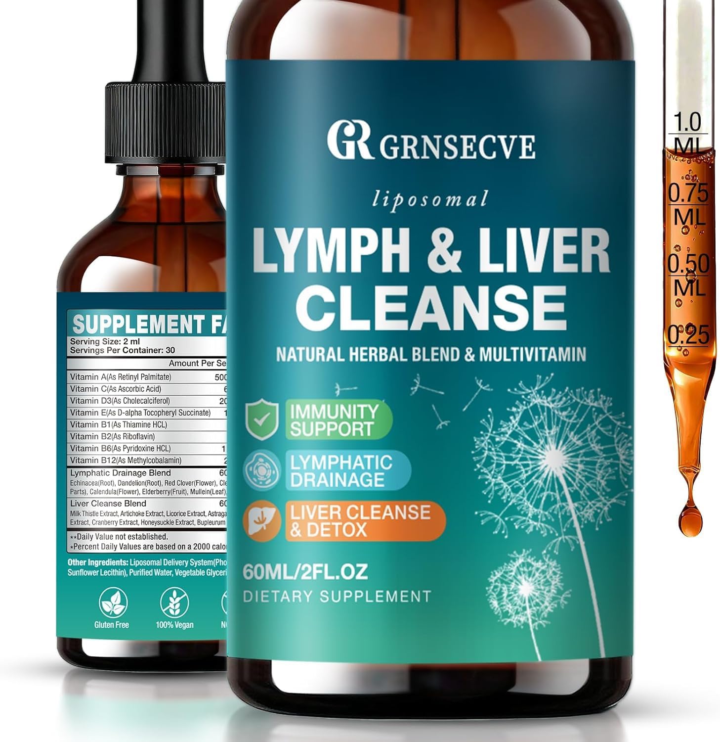 GRNSECVE: flacon gouttes drainage lymphatique pour l'équilibre circulatoire.