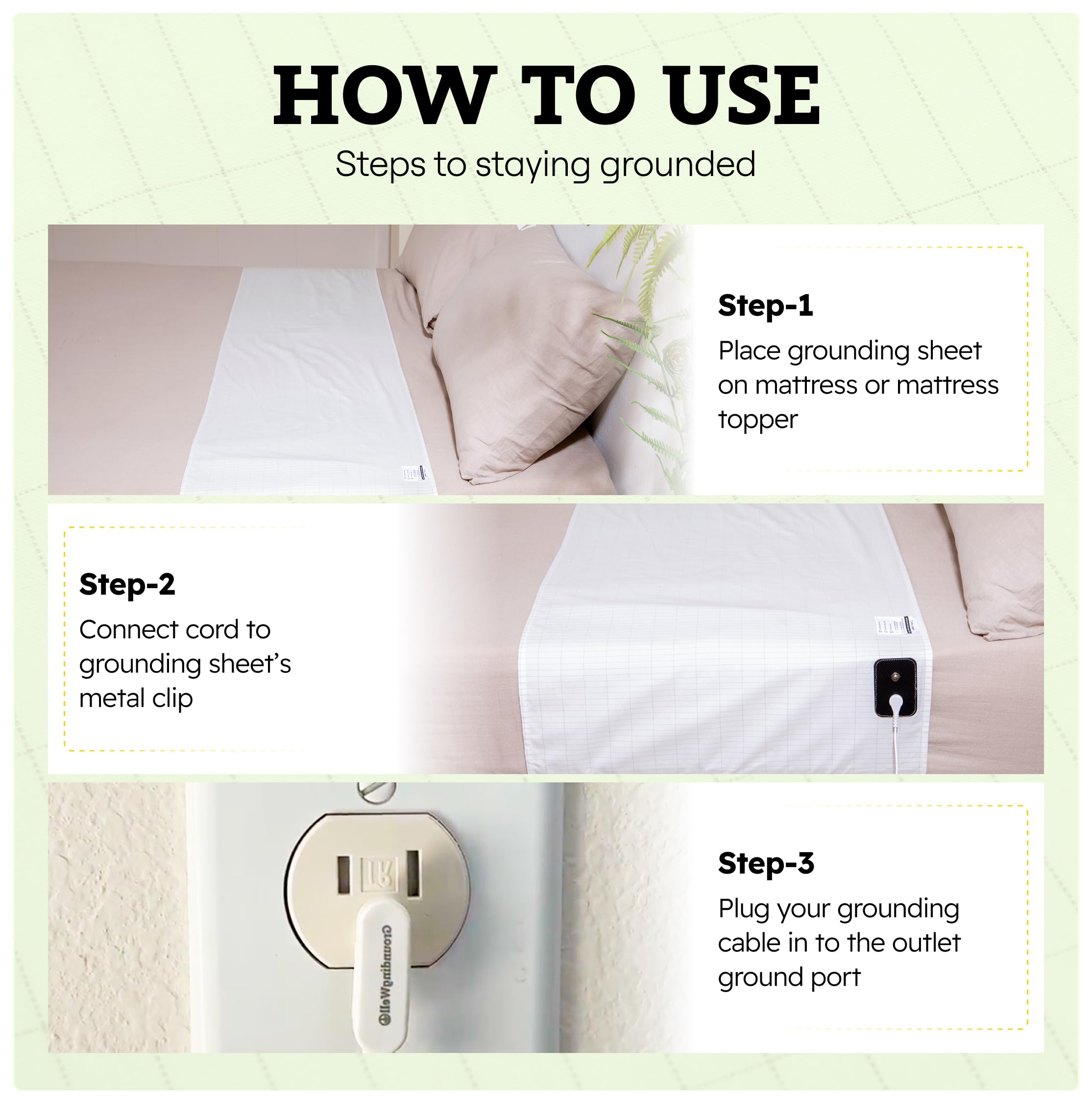 GroundingWell installation simple pour une routine de bien-être nocturne.