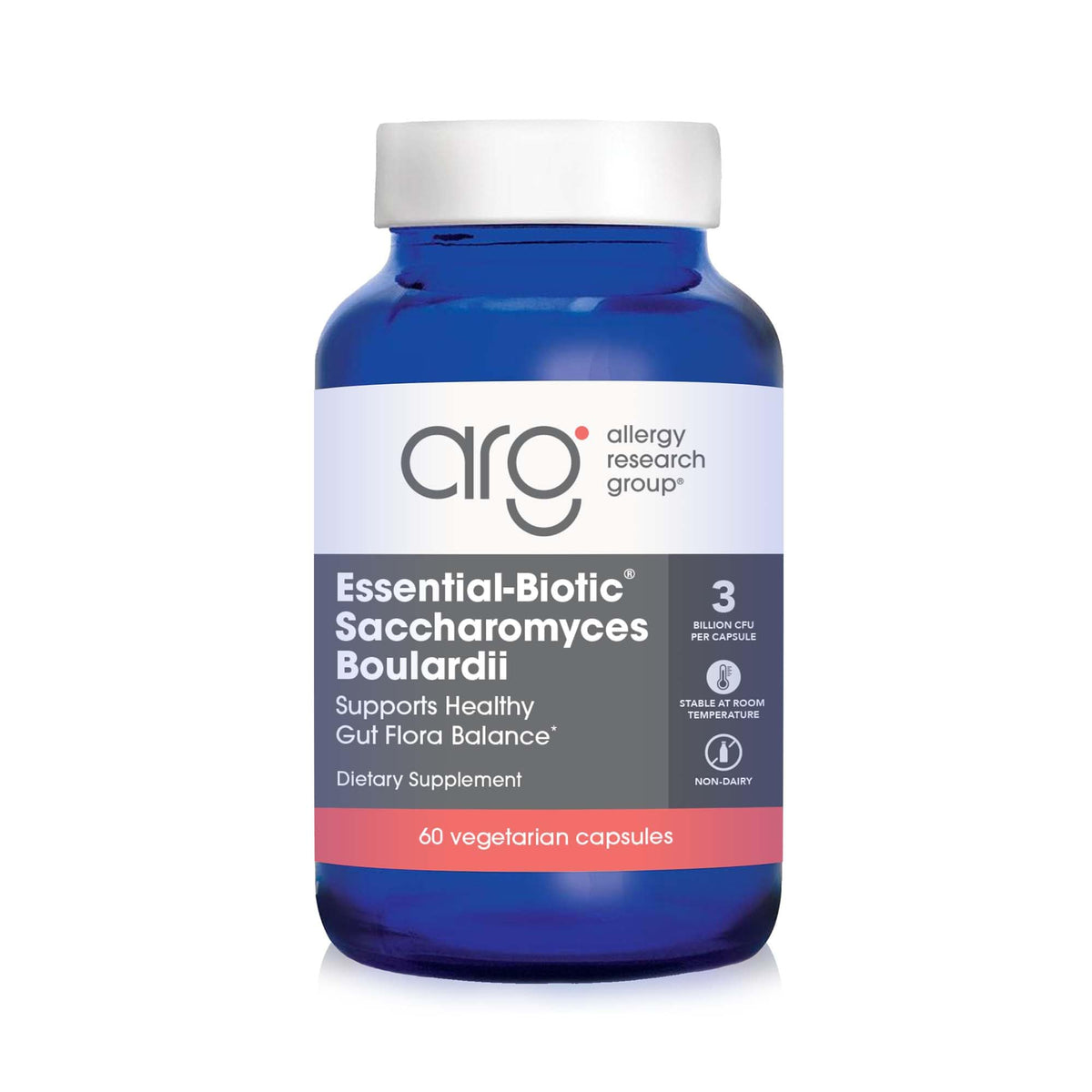 Allergy Research Group Saccharomyces boulardii 450 mg – Bouteille, soutien potentiel du microbiote.