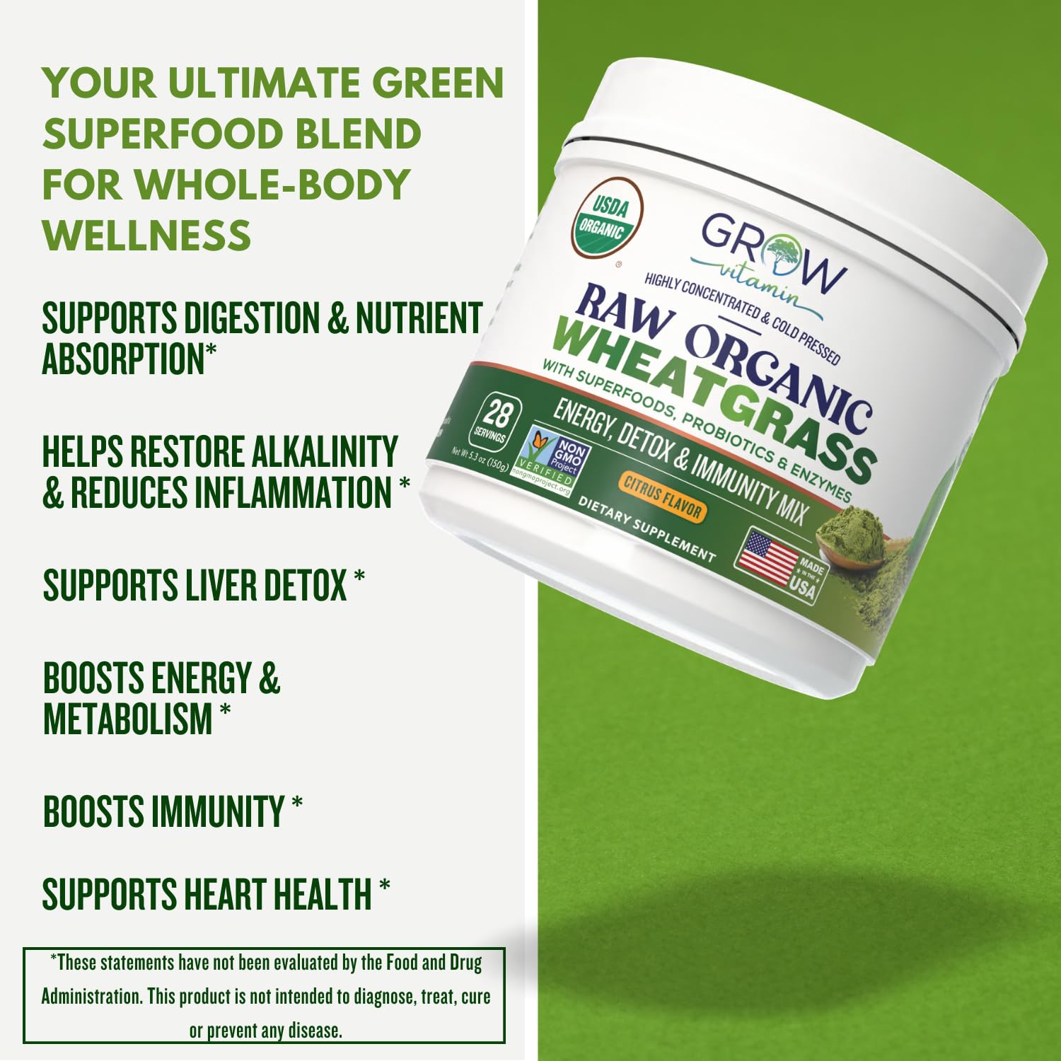 grow vitamin wheatgrass-preparation-verre – préparation rapide et mélange homogène.