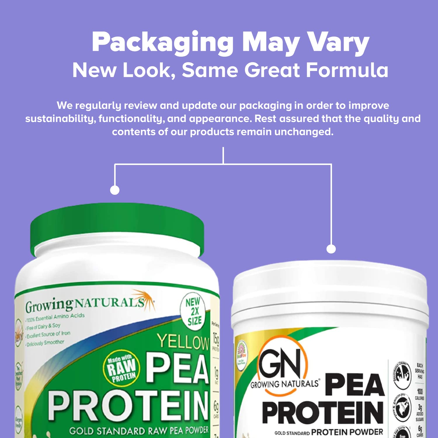 Growing Naturals nutrition végétale, poudre de pois pour un mode de vie actif.