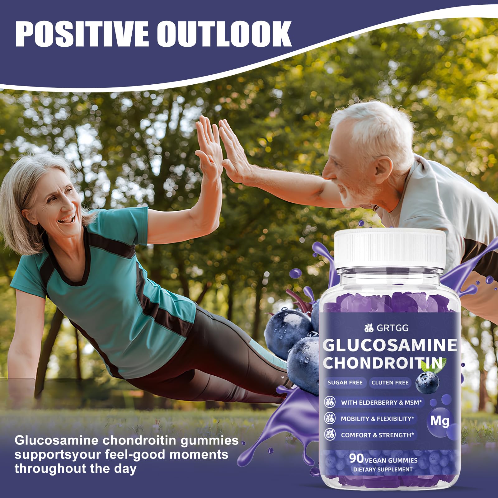 GRTGG Gommes glucosamine-chondroitine 3000mg, rituel quotidien doux et agréable