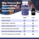GRTGG Gommes glucosamine-chondroitine 3000mg, usage quotidien possible pour mobilité
