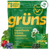 Gommes Grüns sans sucre, saveur fraise-verte, snacking pratique pour compléter vos nutriments quotidiens.