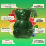 Gommes Grüns multivitamines, riches en B12 et D, absorption facilitée.