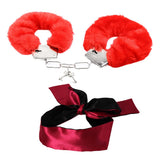 GSHLLO – menottes métalliques rouges, parfaites pour cosplay et jeux imaginatifs.