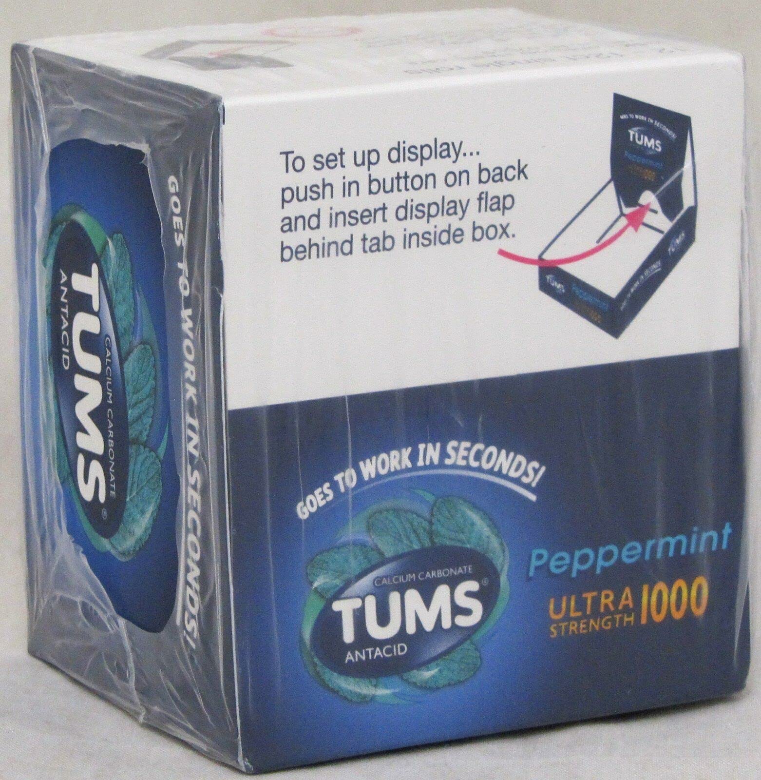 Tablettes GSK Tums Ultra Peppermint menthe, usage rapide après repas.