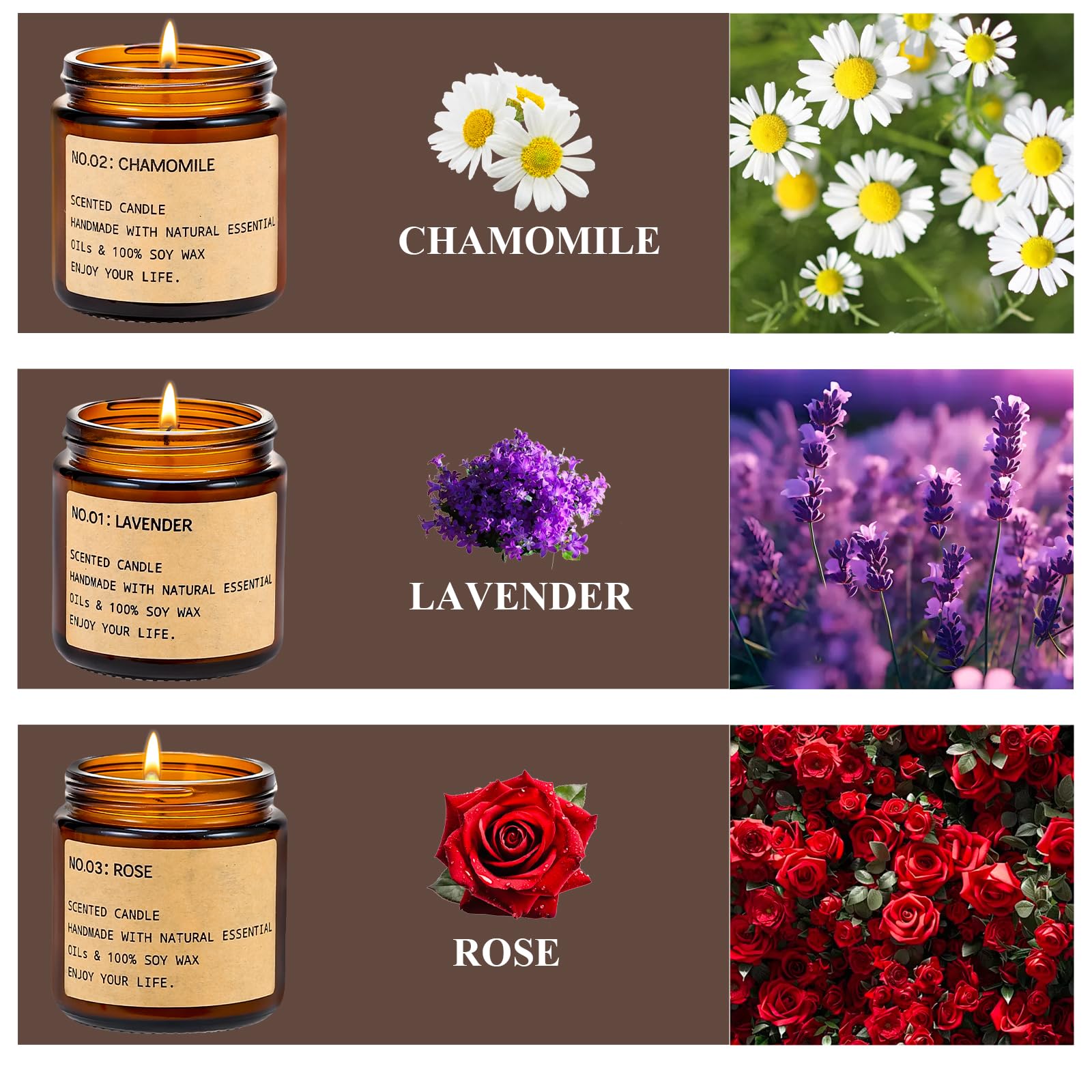 Bougie GTTFAE Camomille et Rose : ambiance relaxante et anxiété réduite.