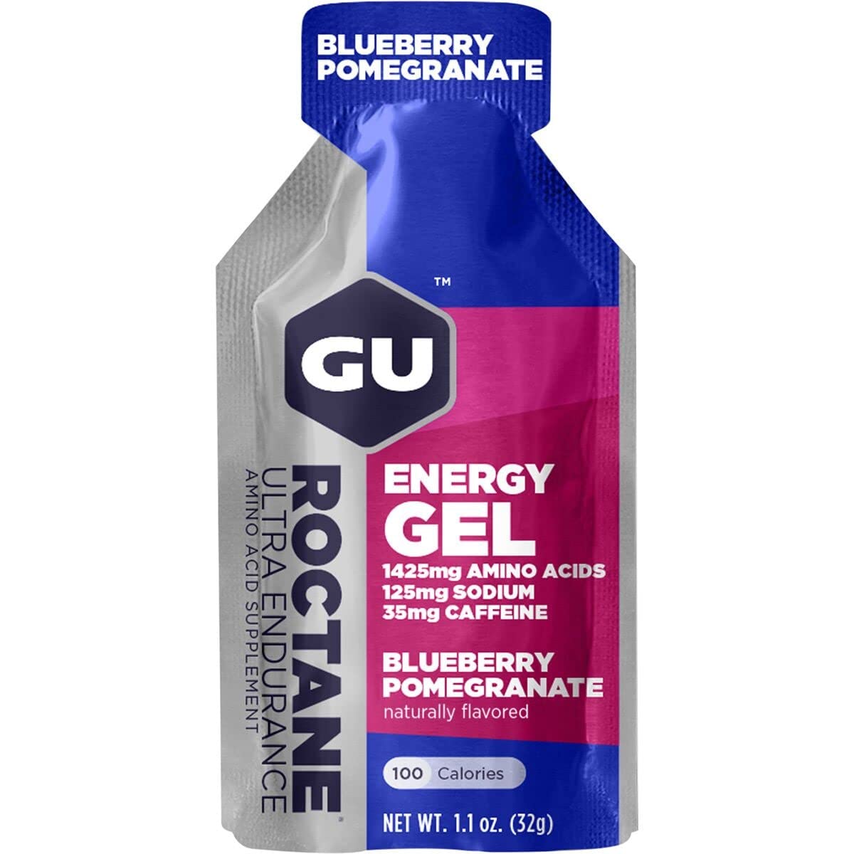 GEL GU Roctane en sachets pour endurance, saveur myrtille-grenade