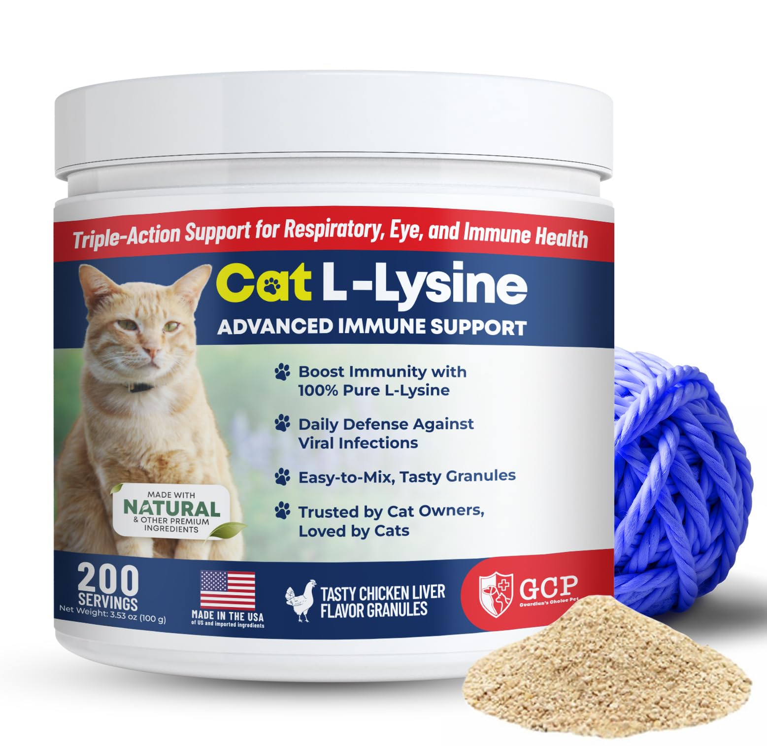 Guardian's Choice Lysine pour chats – pot Saveur Foie Poulet, dosage pratique et plaisir.