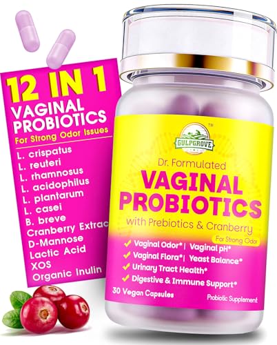 GulpGrove bouteille probiotiques vaginaux montrant l'étiquette équilibre du pH