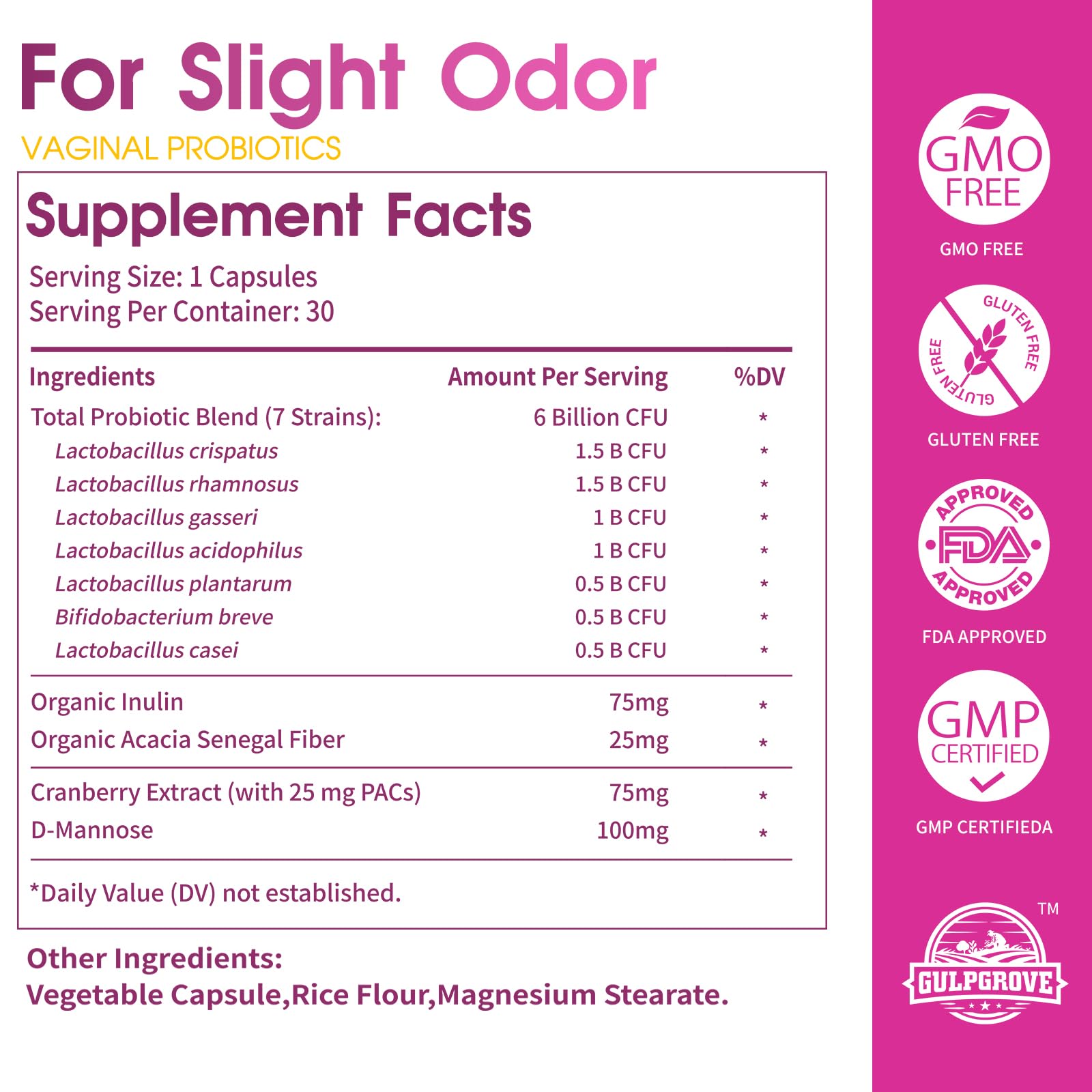 Sept souches probiotiques pour la flore vaginale.
