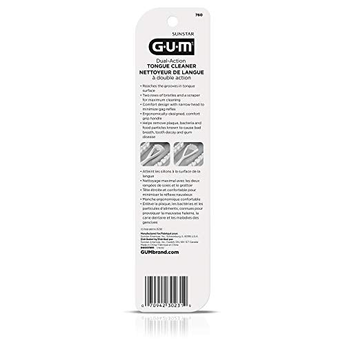 GUM racloir double rangée pour éliminer les résidus sur la langue.