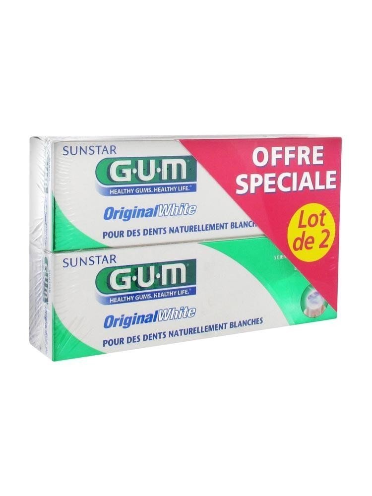 Dentifrice Gum Original White 2x75ml pour un sourire plus lumineux sans agresser les gencives