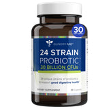 Gundry MD 24 Strain Probiotic — bouteille de capsules avec soutiens digestifs potentiels.