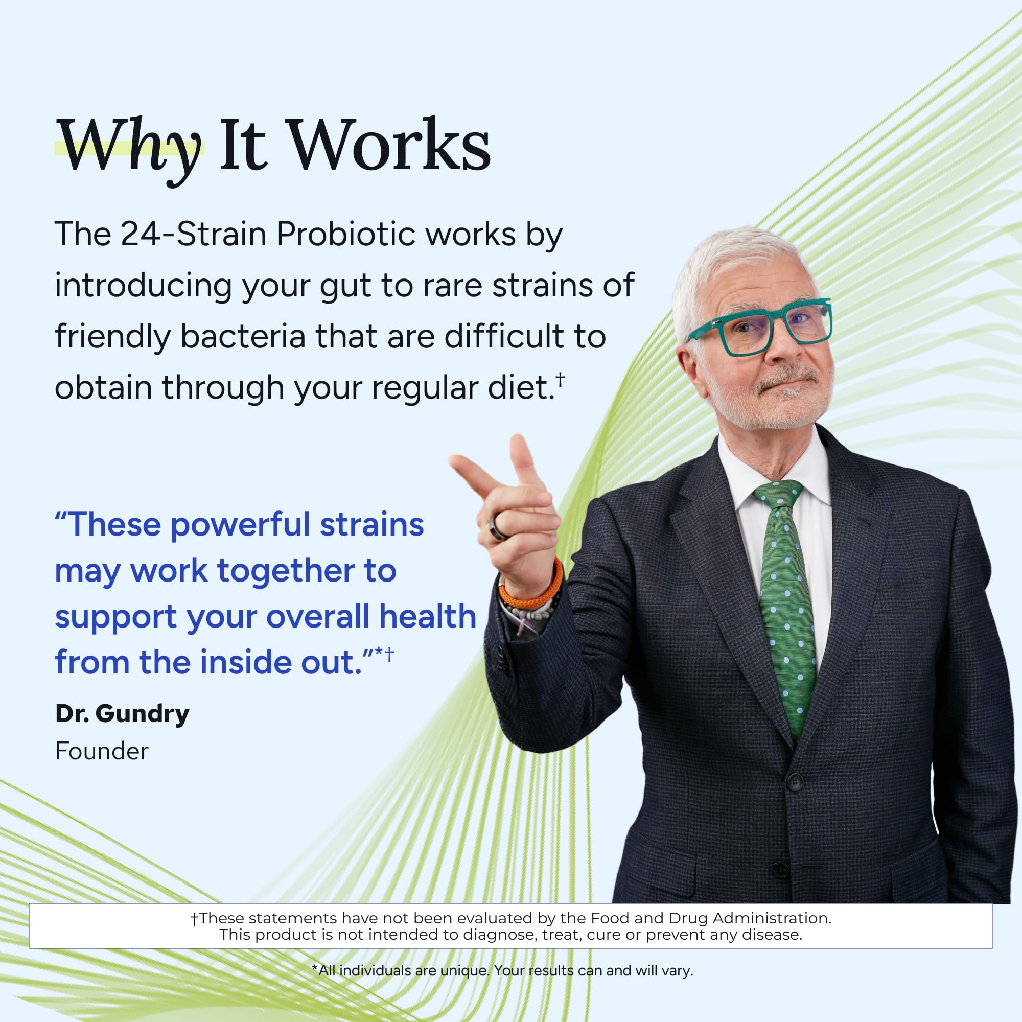 Gundry MD 24 Strain Probiotic — capsules faciles à avaler pour une prise rapide.