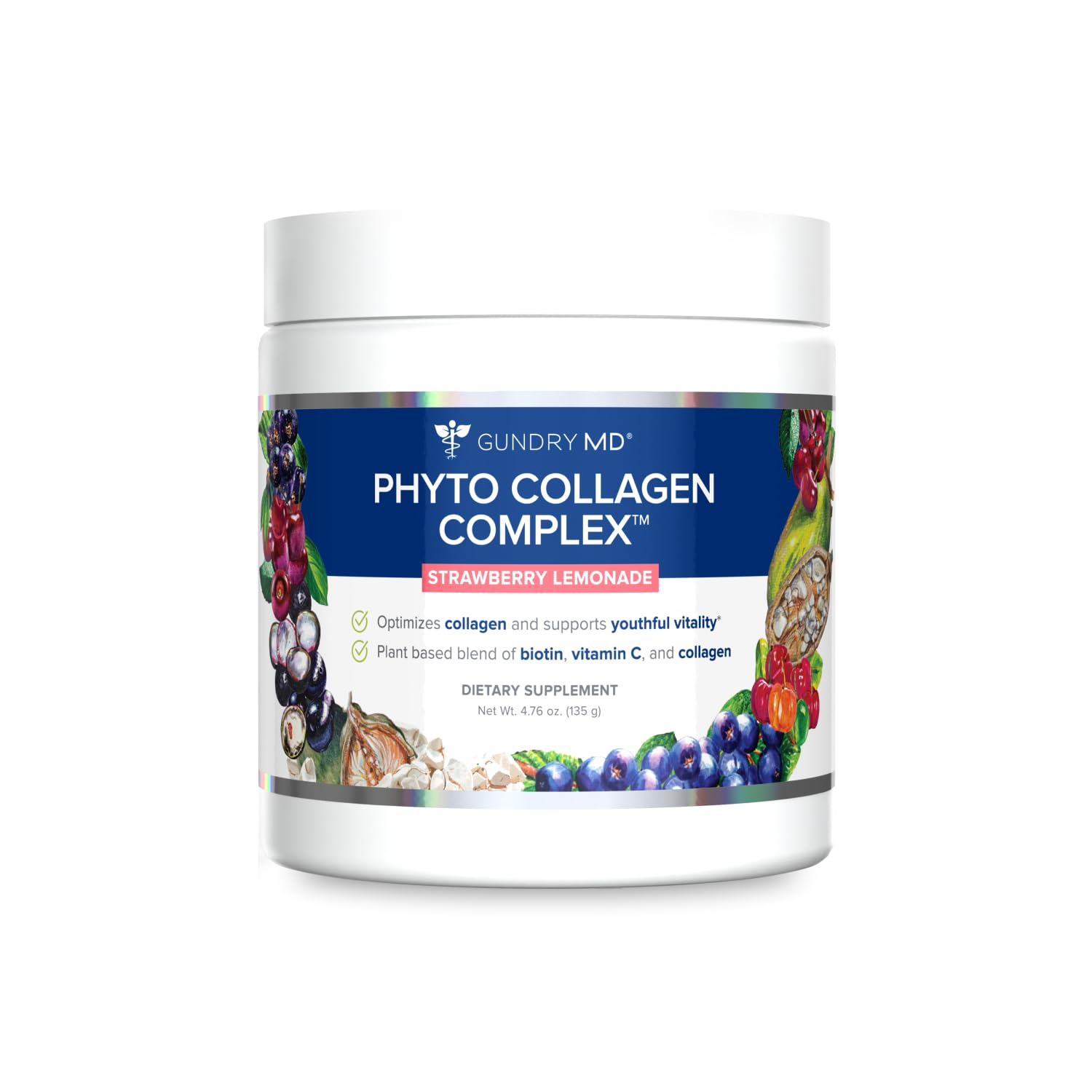 Gundry MD Phyto Collagen Complex — bouteille avant, soutien potentiel à la vitalité et au bien-être.