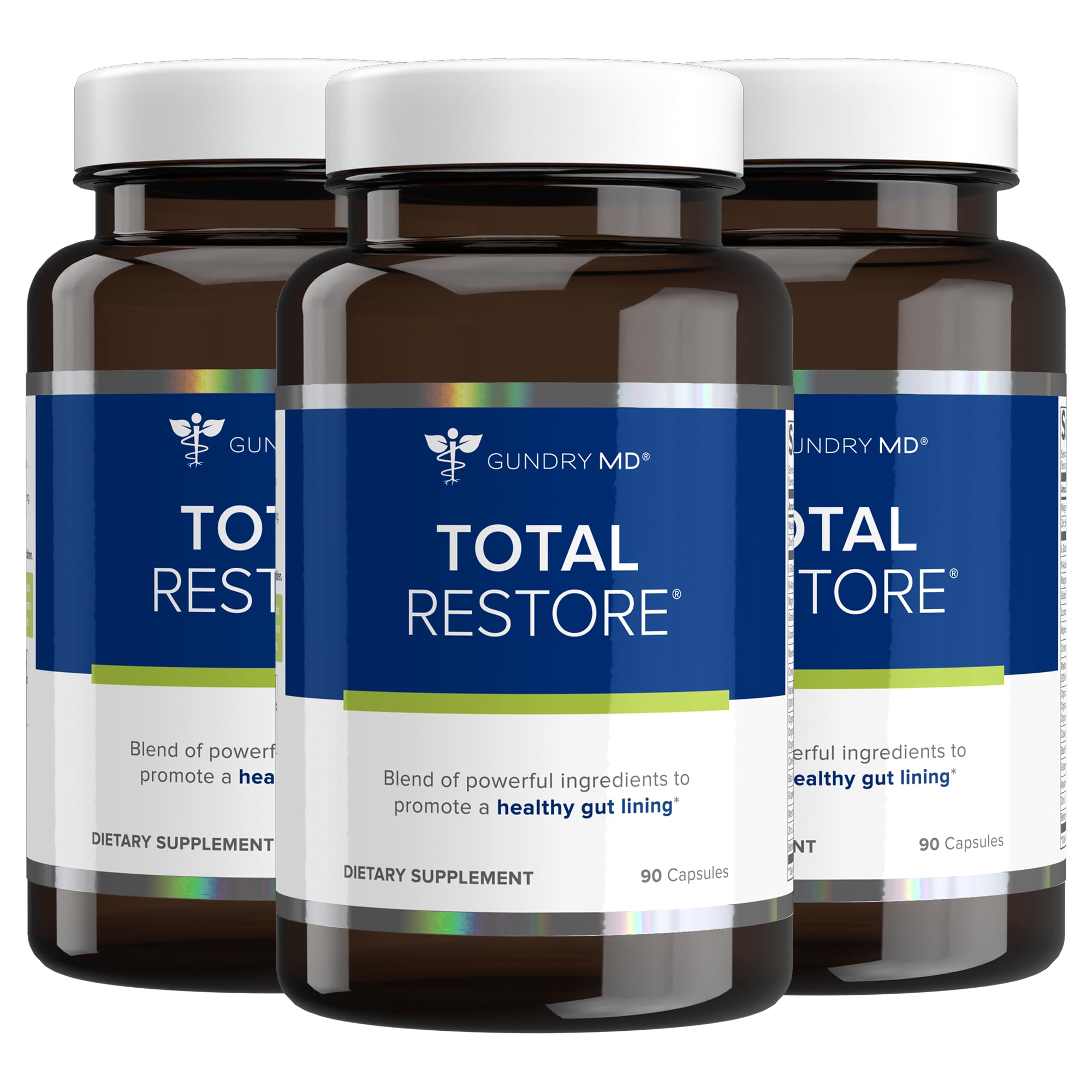 Gundry MD Total Restore — bouteille et étiquette, soutien digestif potentiel après repas.