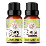 GuruNanda huile essentielle citronnelle en bouteille – parfum énergisant pour aromathérapie.