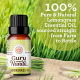 Huile citronnelle GuruNanda appliquée sur peau – massage relaxant.