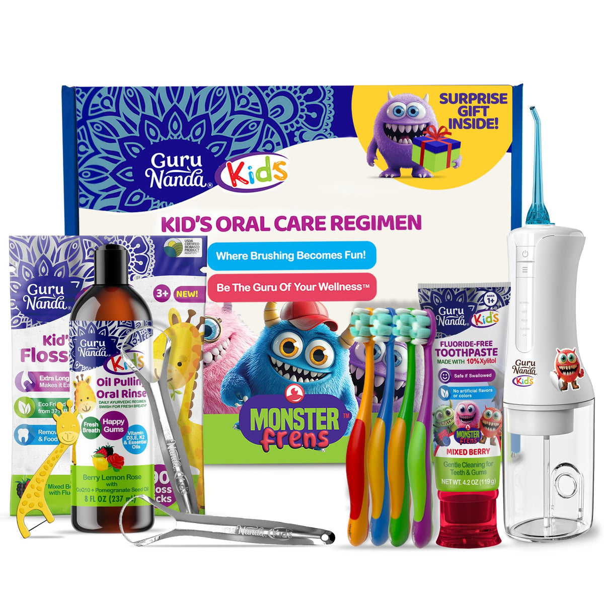 GuruNanda dentifrice enfant goût fruits rouges, brossage agréable pour les petites dents.