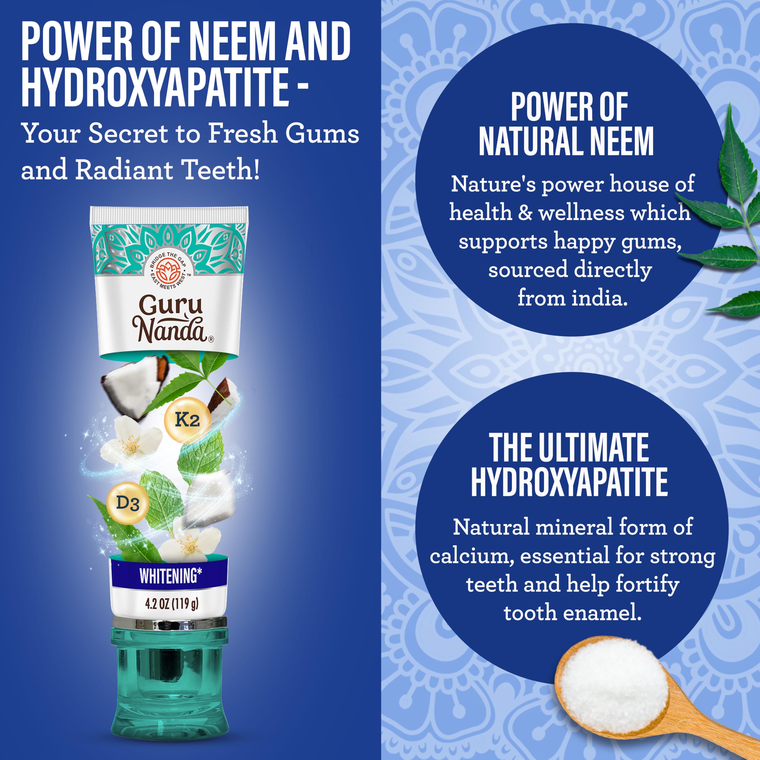 Dentifrice Neem en tube prêt à nettoyer en douceur avec GuruNanda.