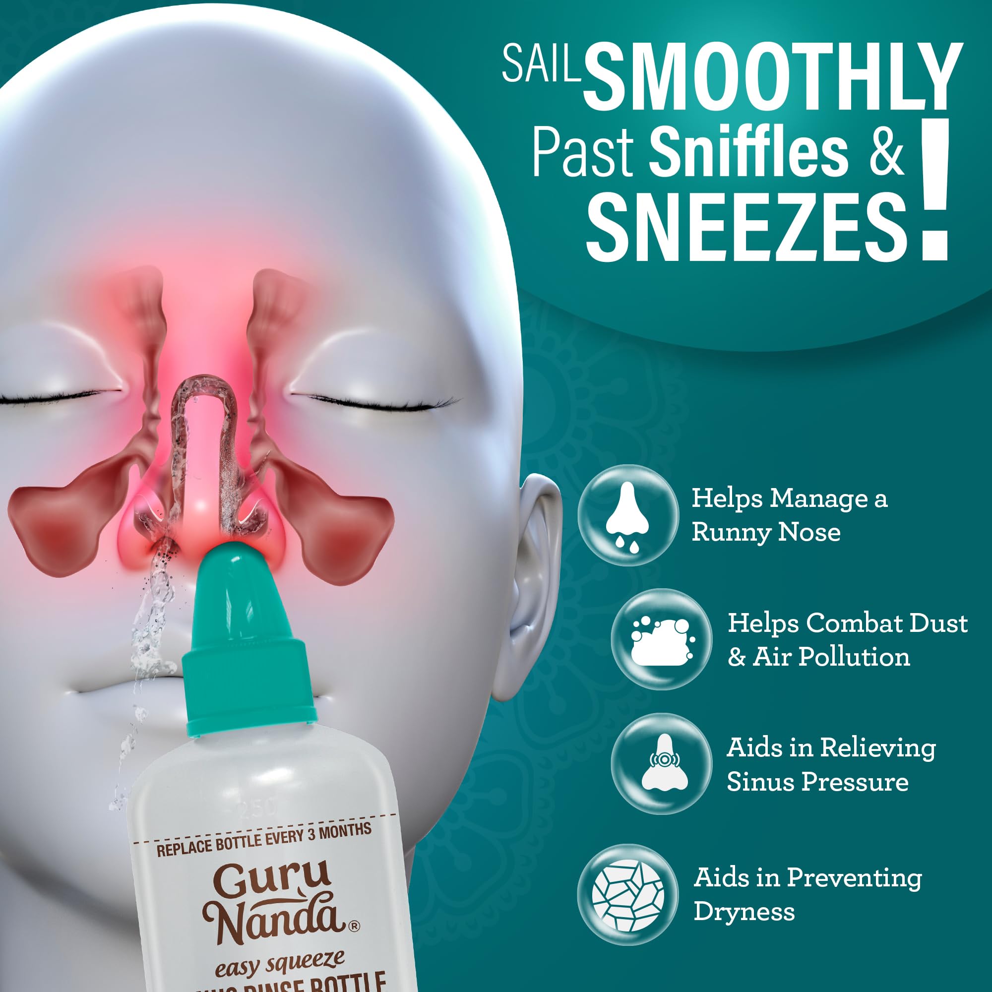 GuruNanda Embout Confort, rinage nasal plus doux et contrôlé.