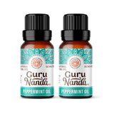 Huile essentielle GuruNanda menthe pure, bouteille ambrée, diffusion rafraîchissante et naturelle