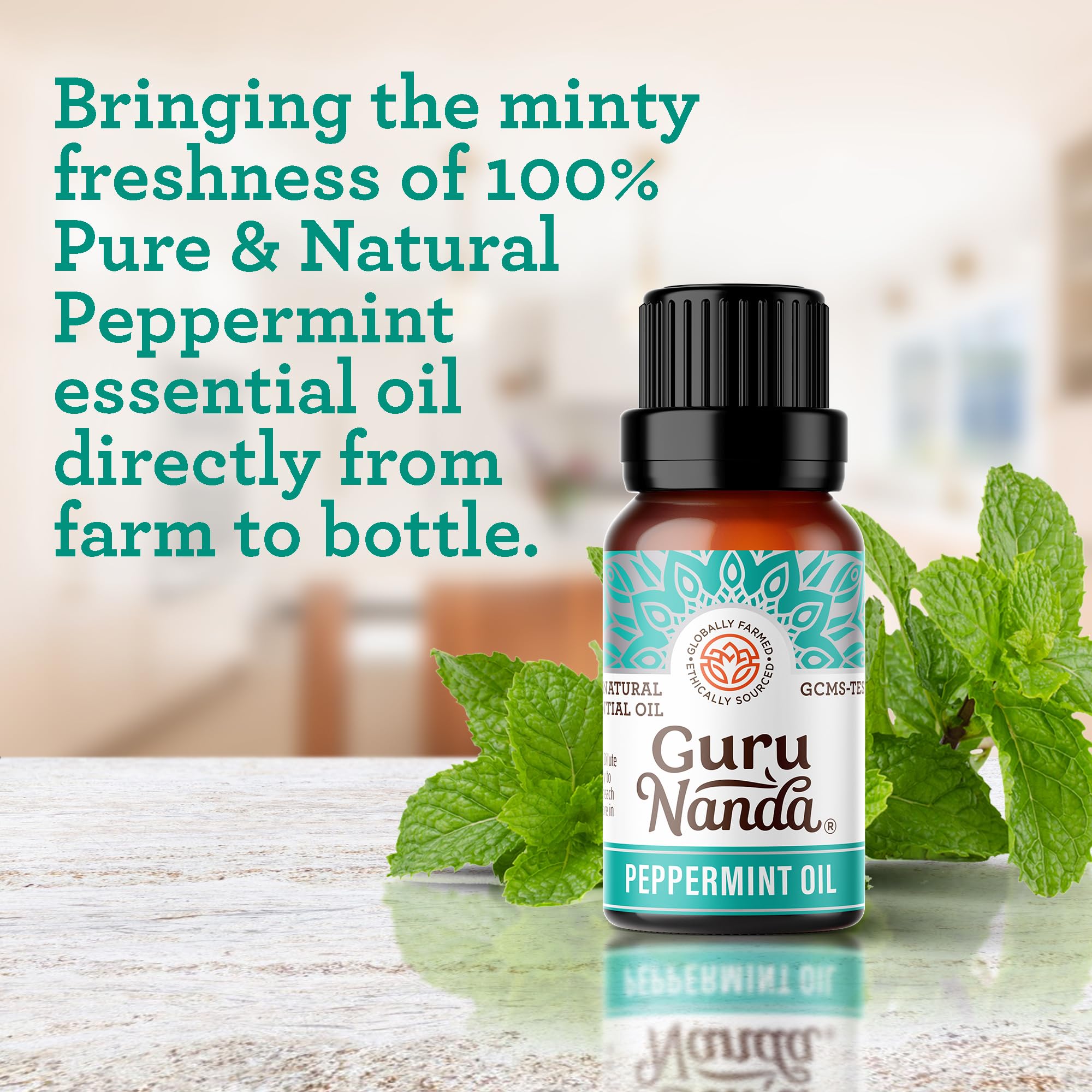 Petite bouteille GuruNanda menthe pure, idéale pour projets DIY et mélanges