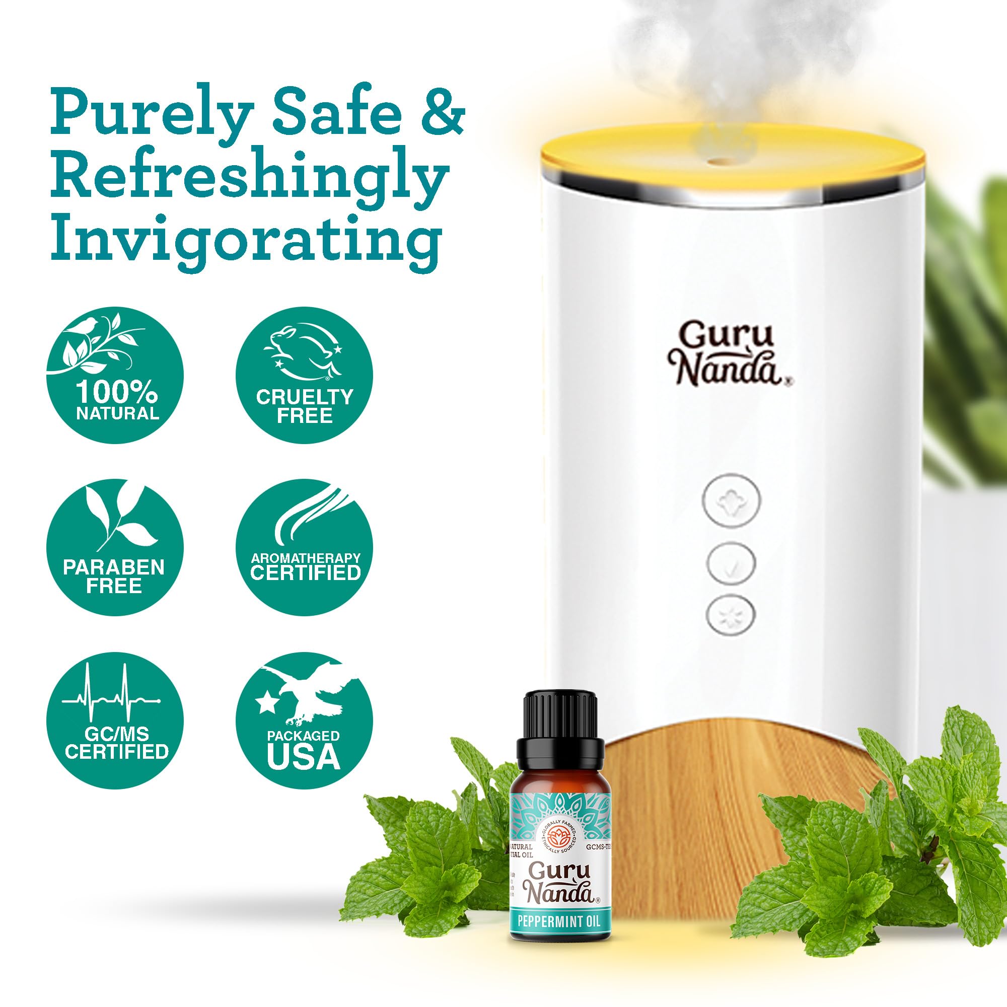 Menthe pure GuruNanda, mélange possible avec huiles porteuses pour DIY parfumé