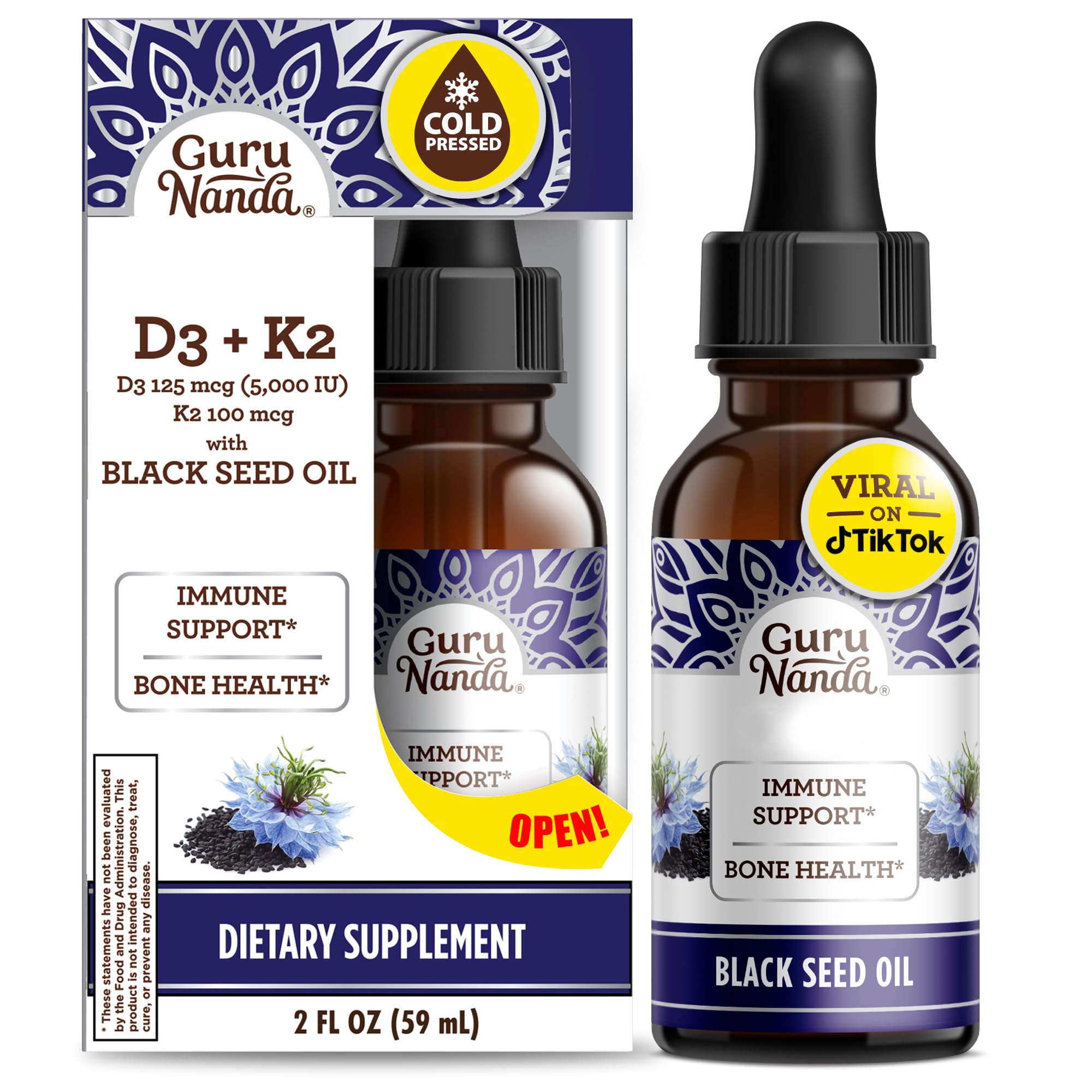 GuruNanda huile de nigelle bouteille: soutien immunitaire potentiel grâce à des antioxydants naturels.
