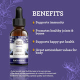 GuruNanda huile de nigelle etiquette D3 K2 E: vitamines D3, K2 et E pour le soutien des os.