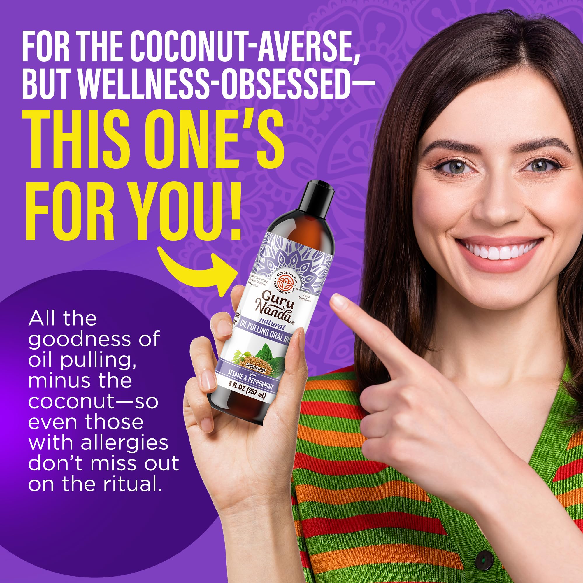 GuruNanda huile pulling sesame menthe – routine quotidienne facile et naturelle.