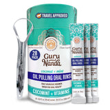 GuruNanda sachets voyage huile coco: pratique en déplacement pour une bouche fraîche.