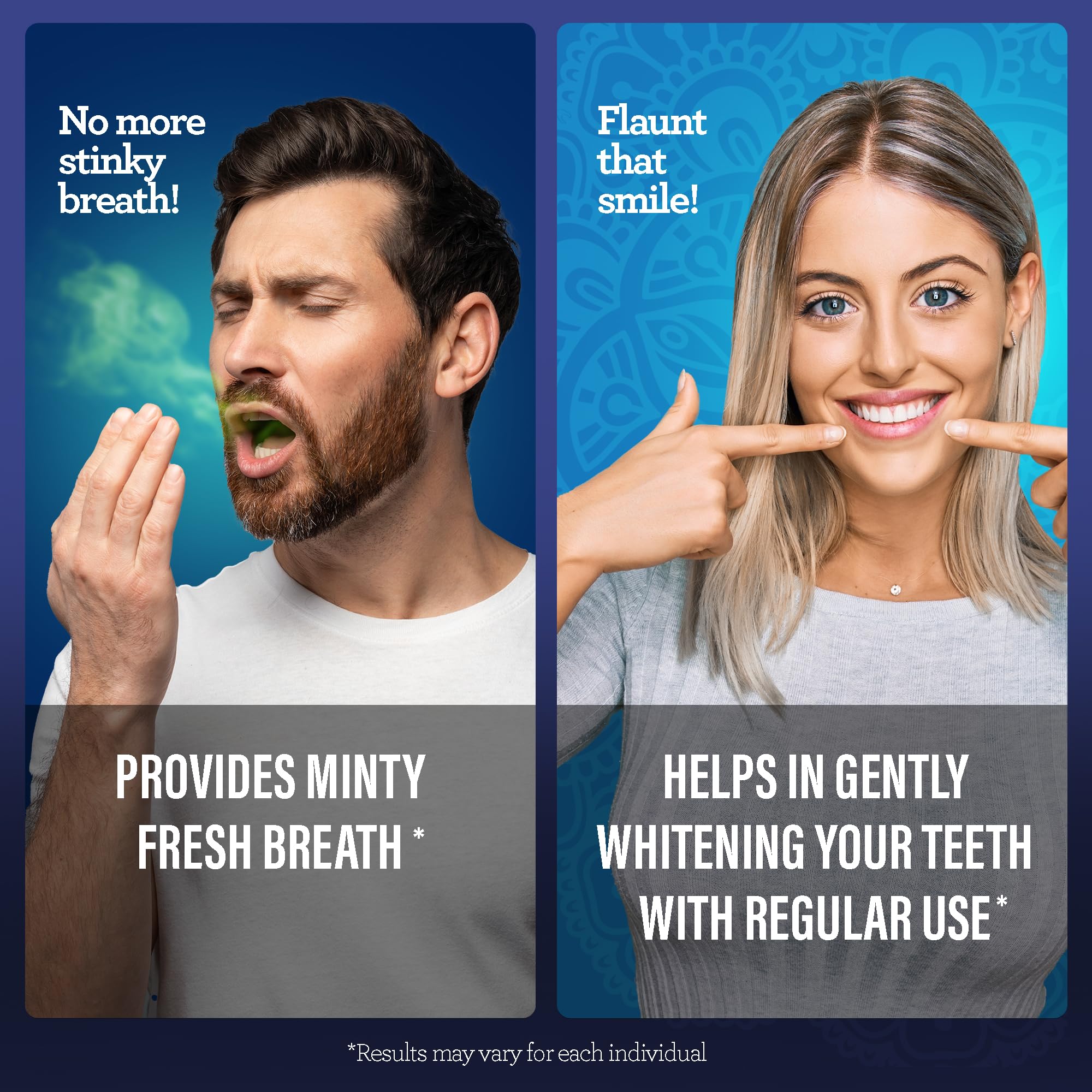 Vitamines D3 et E complètent le soin buccal avec douceur.