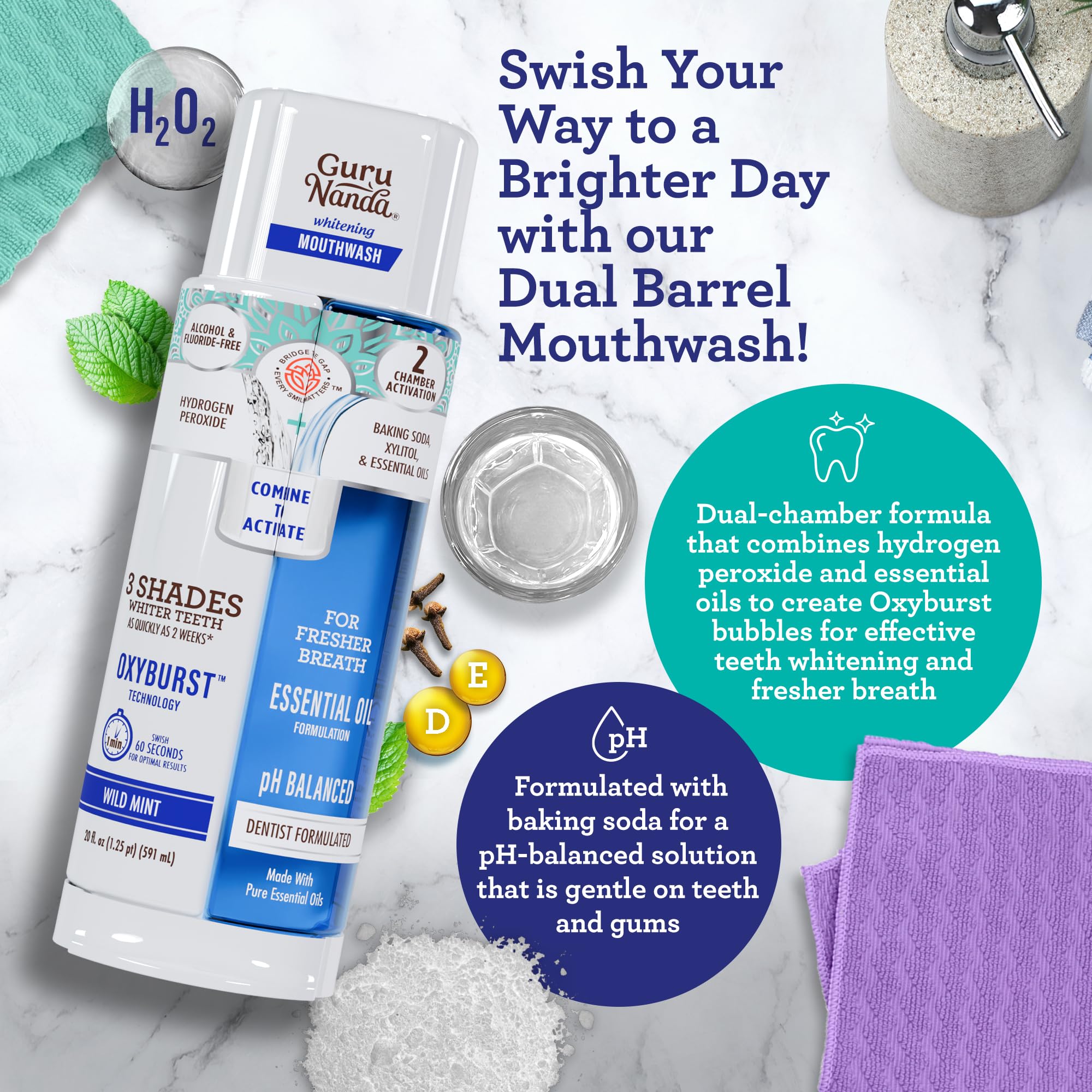 GuruNanda Whitening Wonder Duo – application des bandes blanchiment sur les dents.