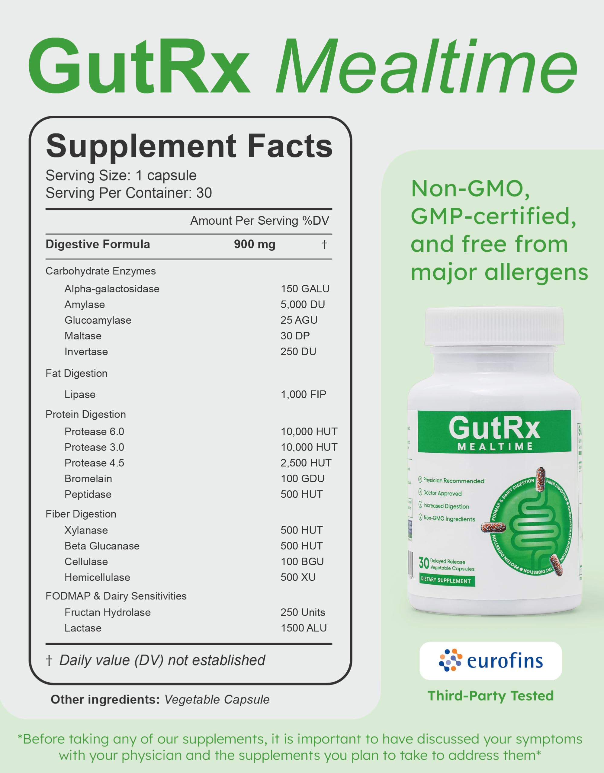 GutRx Mealtime : bouteille prête à accompagner vos repas quotidiens.