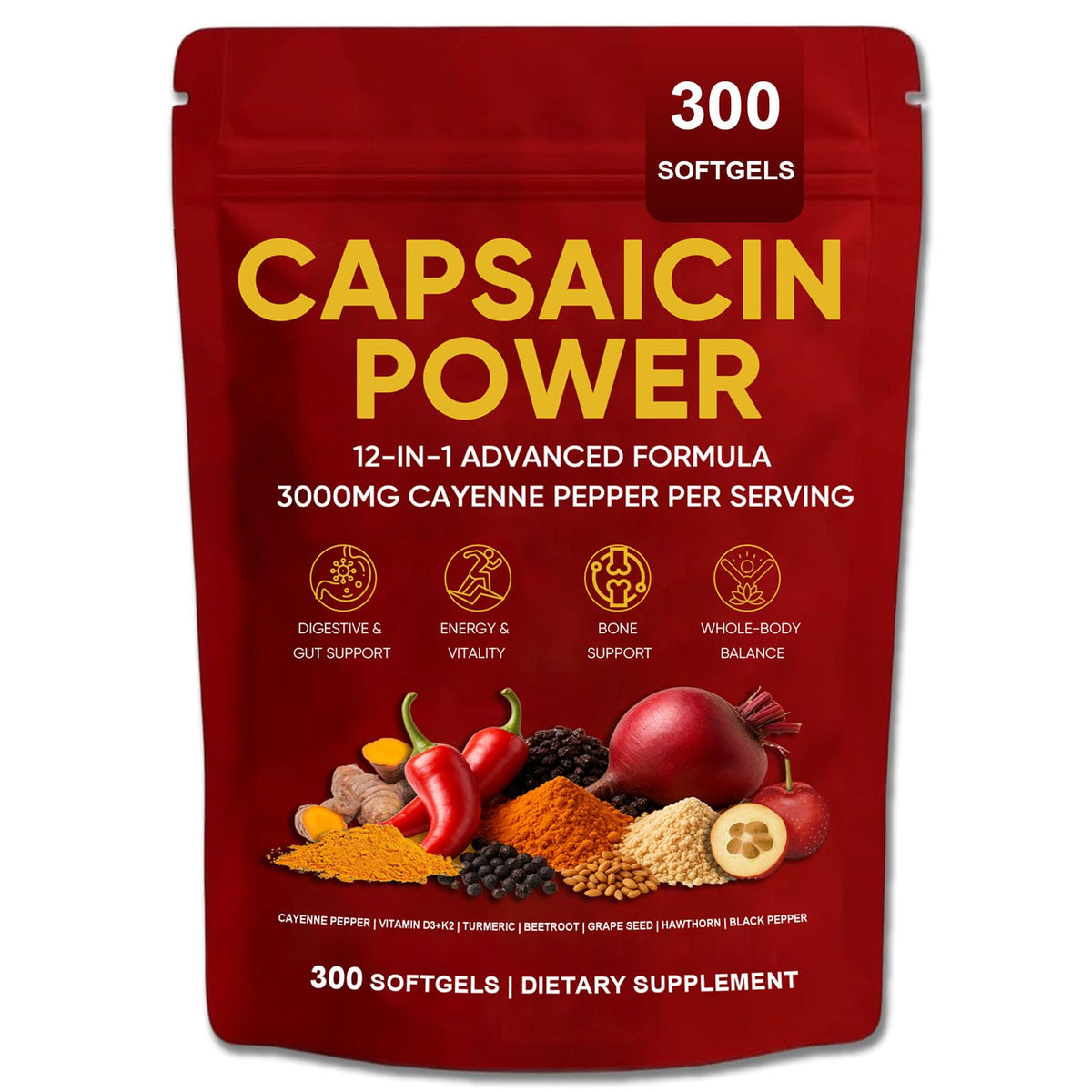 GXSAE Capsaicin Power – bouteille de gélules pratique pour la routine quotidienne