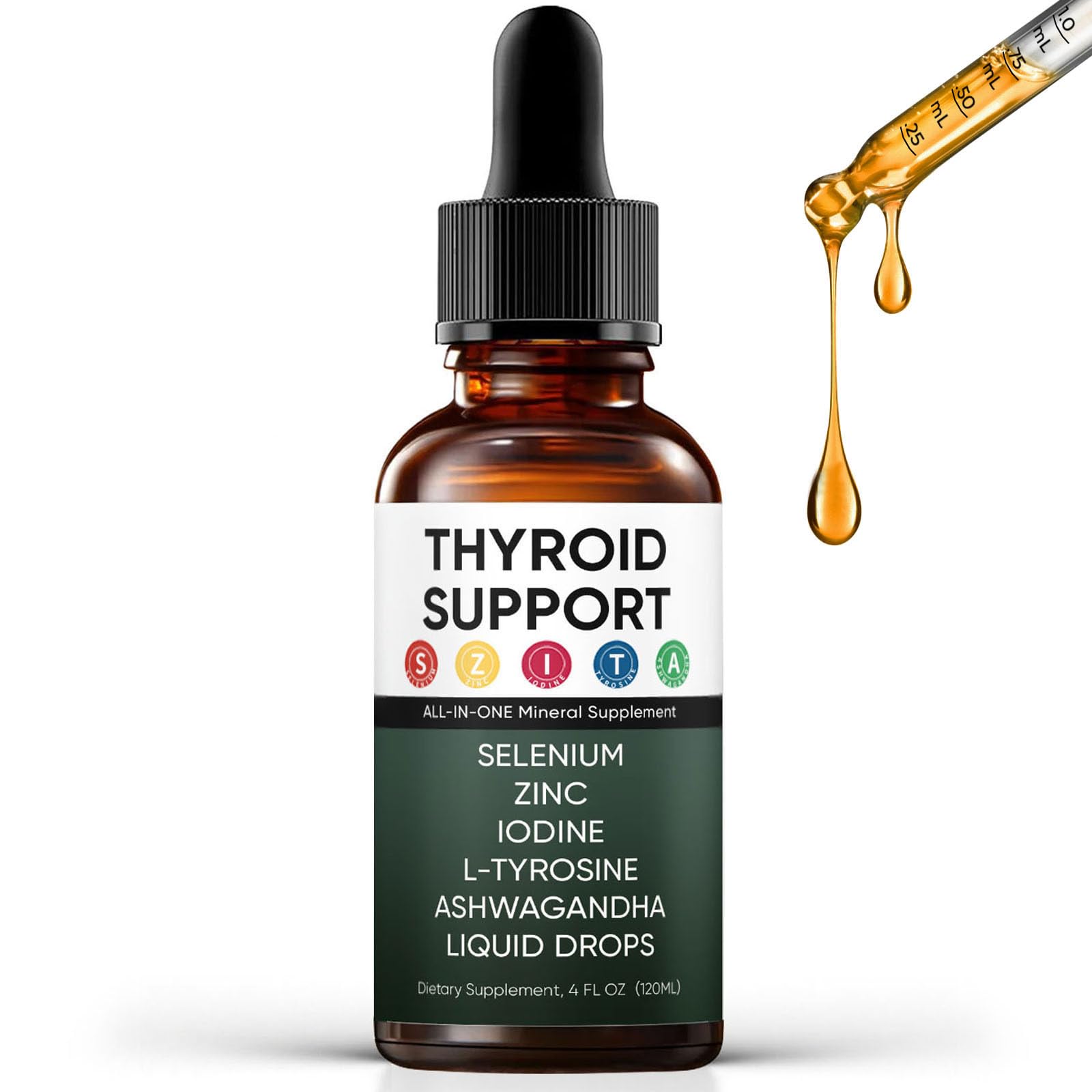 GXSAE Kindled Soutien Thyroïdien: flacon gouttes baie pour énergie et équilibre.