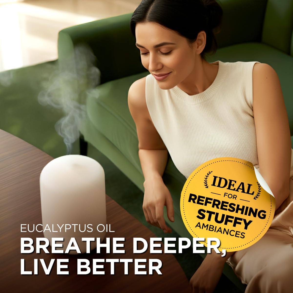 Diffusion avec ce mélange eucalyptus Gya Labs pour une atmosphère rafraîchissante.