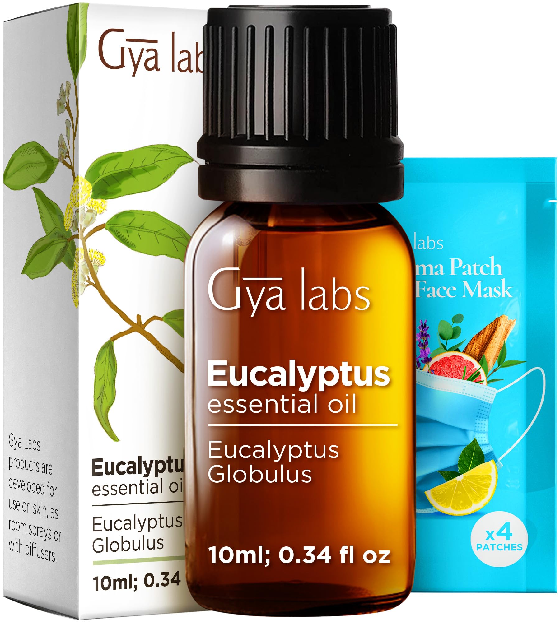 Huile eucalyptus Gya Labs en bouteille, idéale pour diffusion et soins quotidiens.