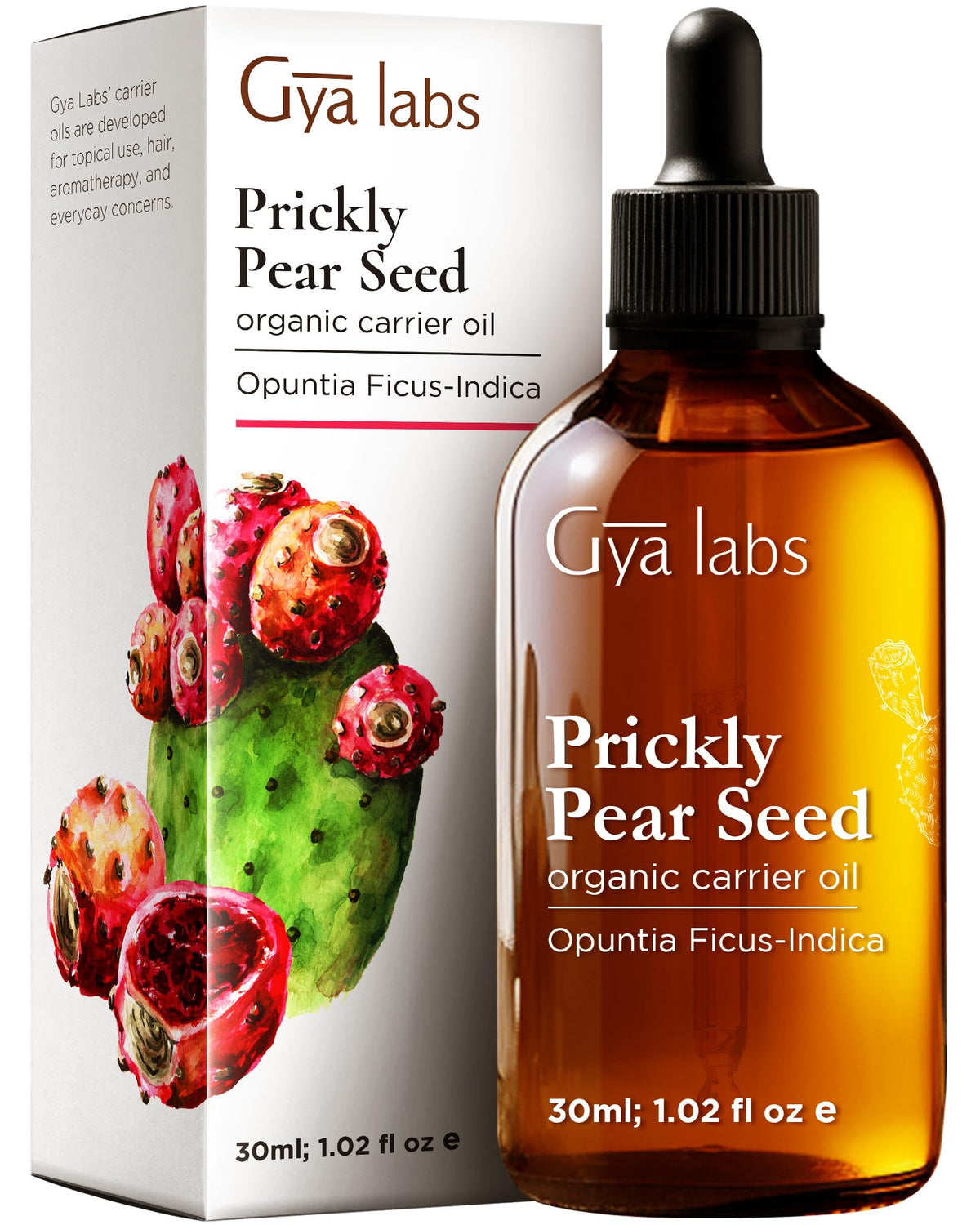 Huile pépins de cactus de Gya Labs dans une bouteille pratique pour les soins quotidiens.