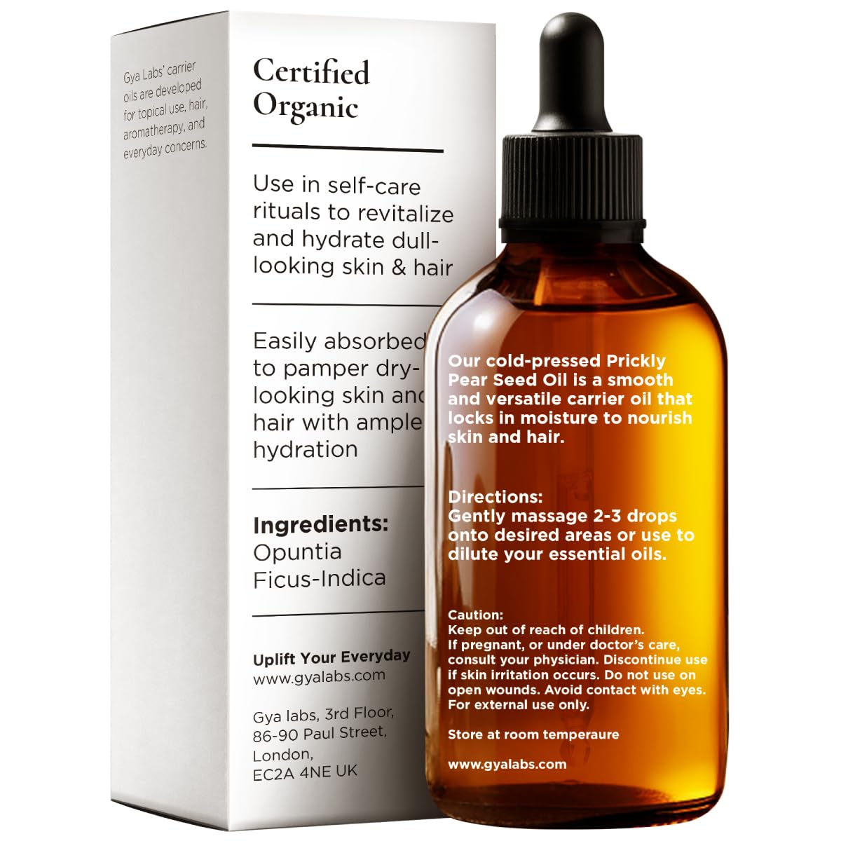 Huile pépins de cactus de Gya Labs pour le visage, hydratation légère et douceur.