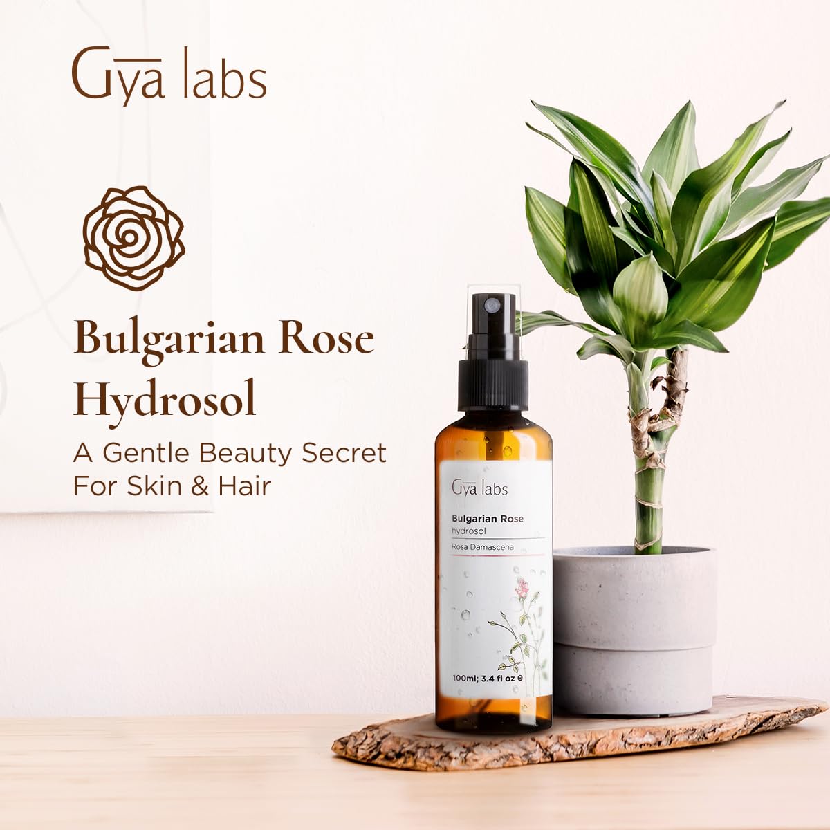 Gya Labs hydrosol rose bulgare – brume cheveux parfumée et nourrissante