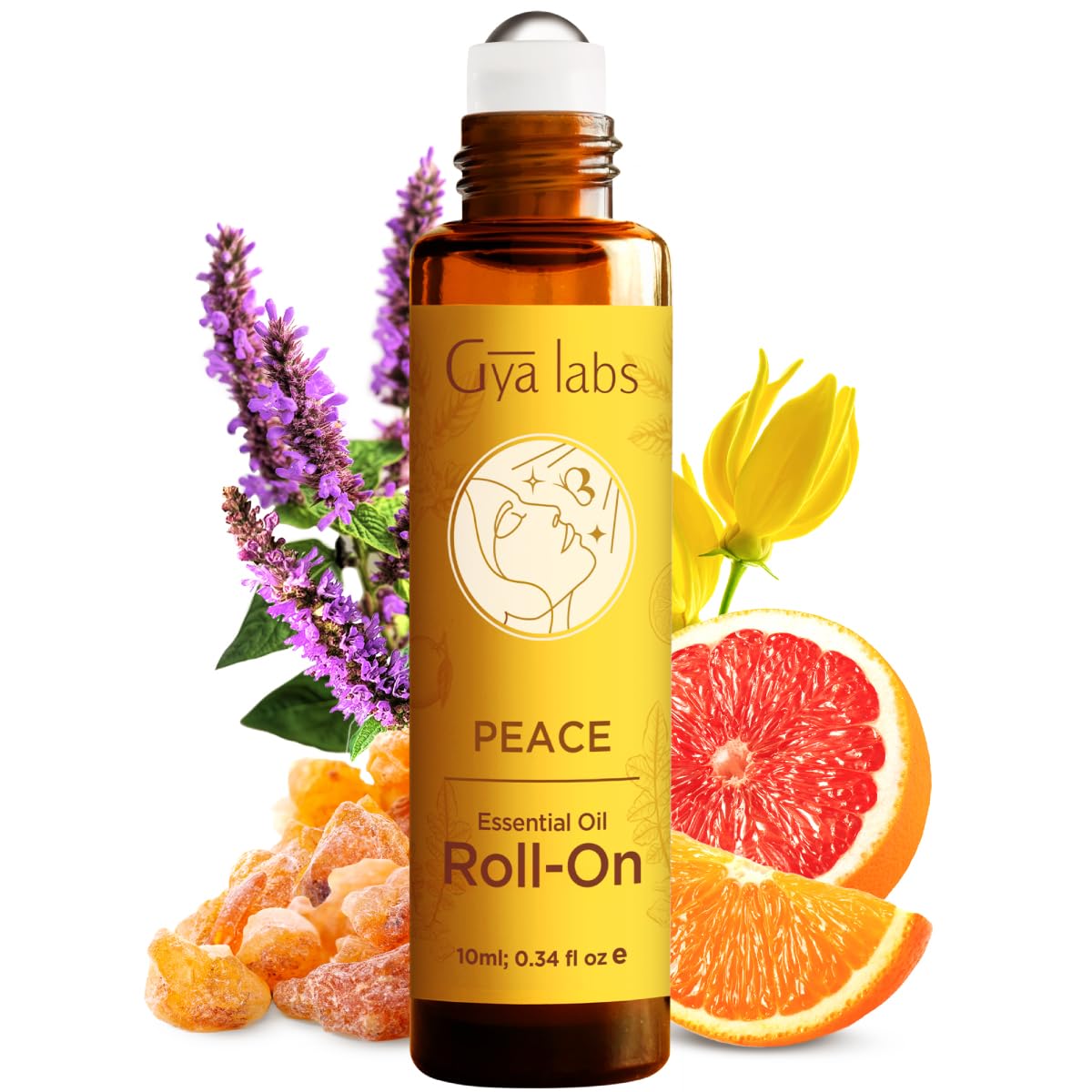 Gya Labs Peace Roll-On: bouteille ambrée et format pratique pour aromathérapie nomade.