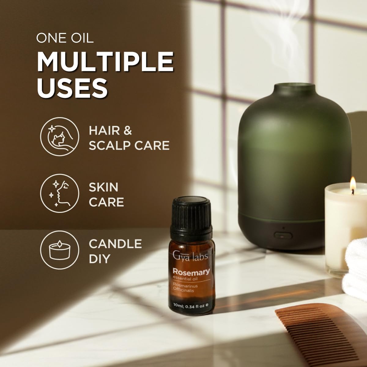 Bougie artisanale parfumée au romarin Gya Labs.