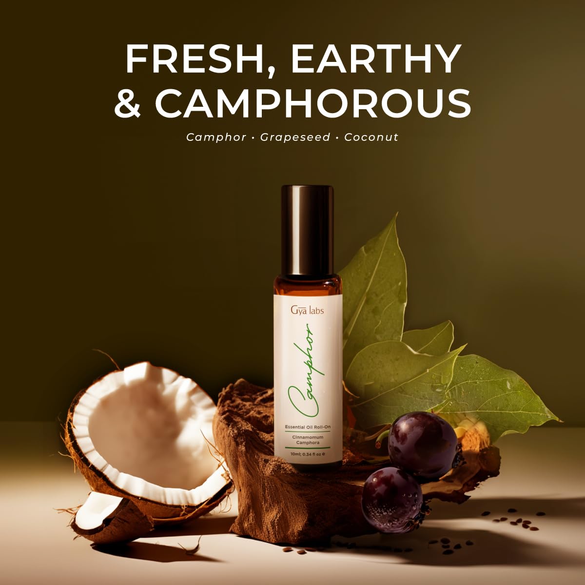 Gya Labs Camphre Roll-On offre une sensation fraîche sur la peau
