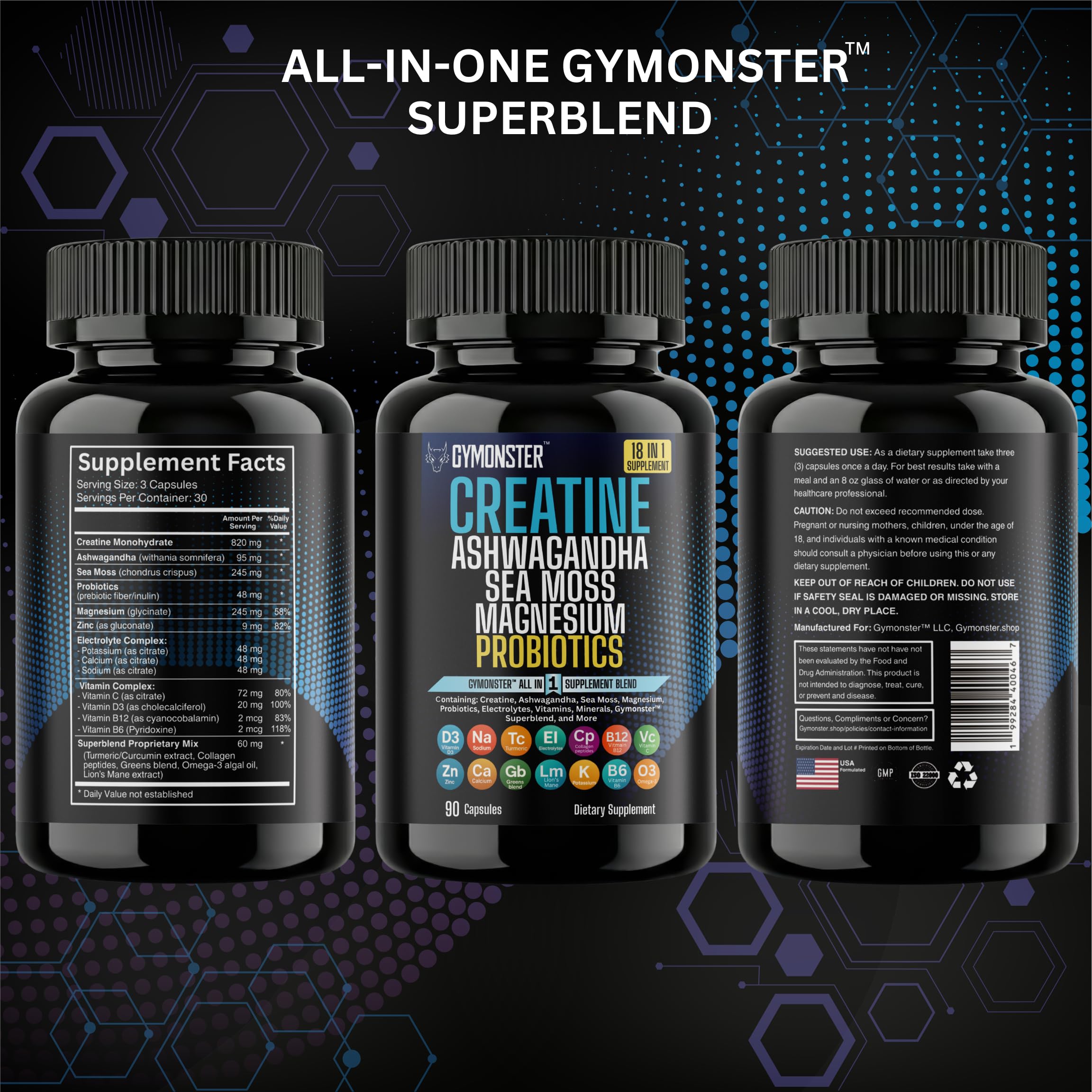 Capsules Gymonster Extrait Criniere de Lion, concentration et energie mentale