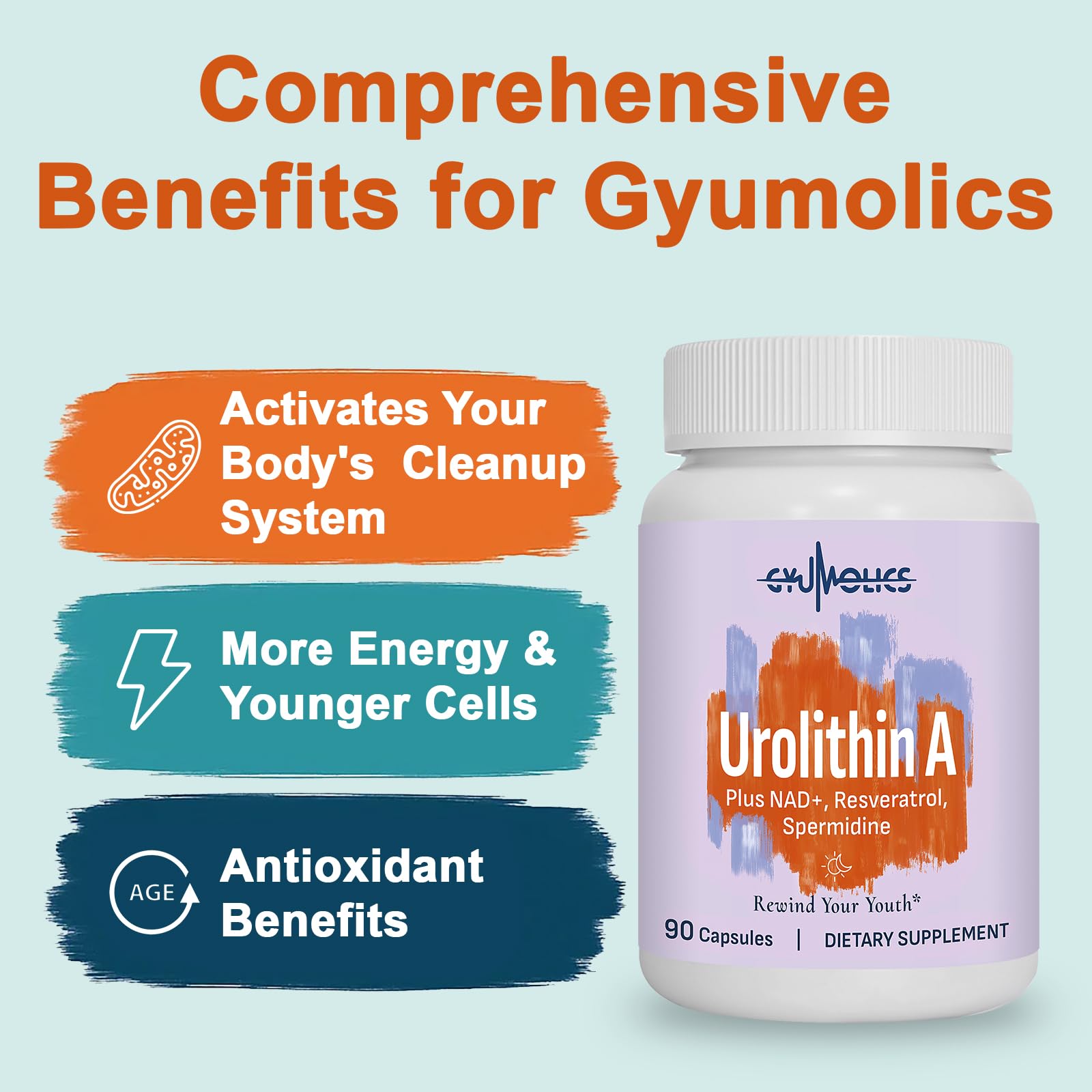 Gyumolics Urolithin A capsules, pratique pour une prise quotidienne et simple.