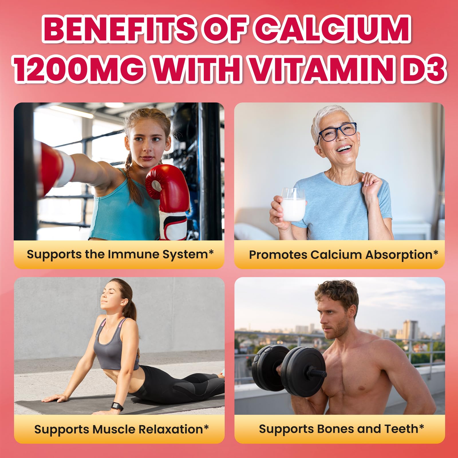 GZ HAOYUAN Calcium citrate gommes avec D3 et K2, soutien immunitaire potentiel.